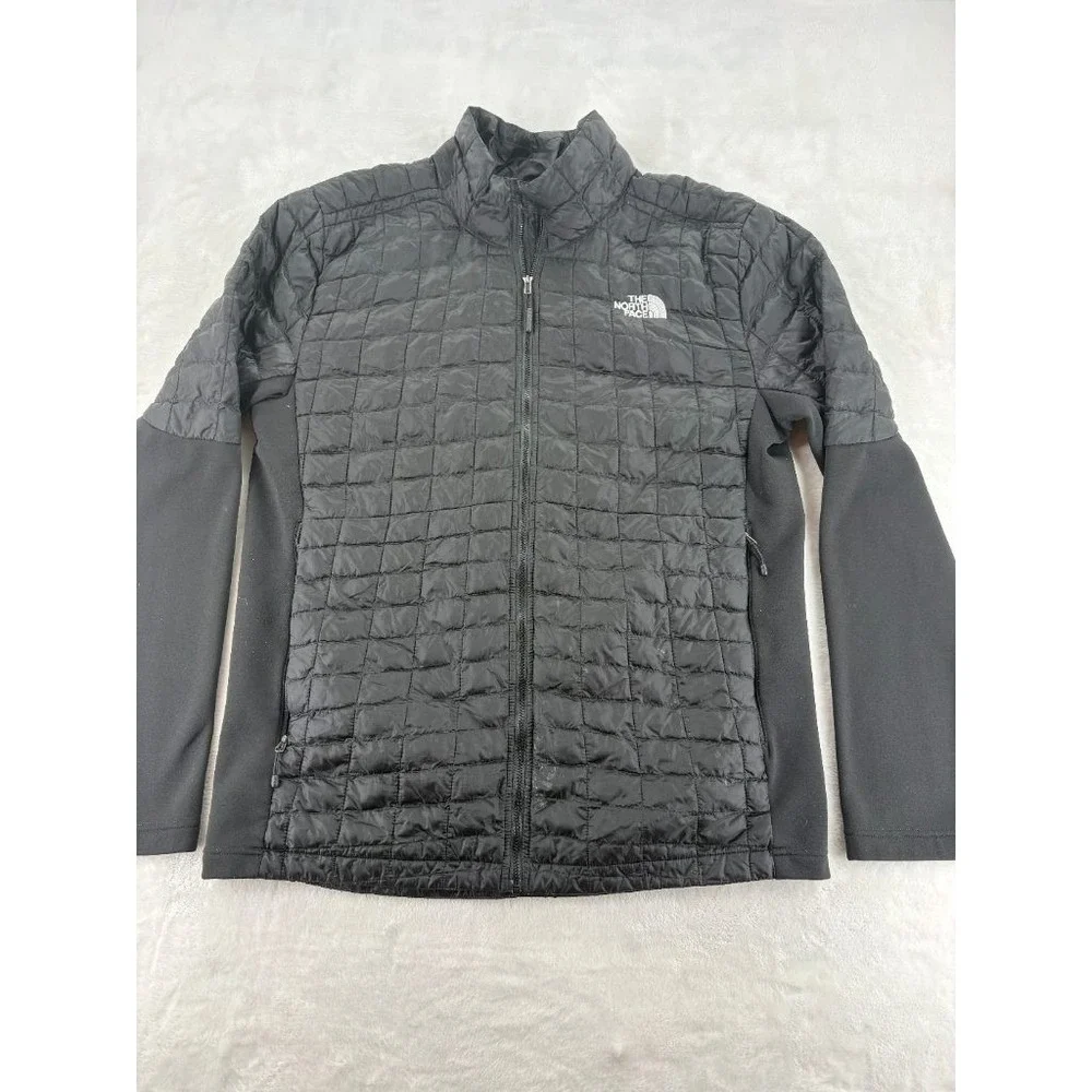 The North Face Mens L ThermoBall Hybrid Jacket Black Full Zip Insulated Quilted